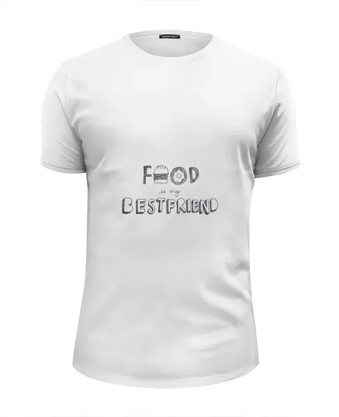 Заказать мужскую футболку в Москве. Футболка базовая Food is my bestfriend  от YellowCloverShop - готовые дизайны и нанесение принтов.