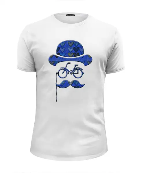 Заказать мужскую футболку в Москве. Футболка базовая Влюбленный велосипедист от Pinky-Winky - готовые дизайны и нанесение принтов.