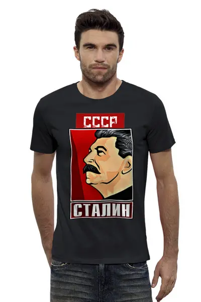 Заказать мужскую футболку в Москве. Футболка базовая Сталин   от T-shirt print  - готовые дизайны и нанесение принтов.