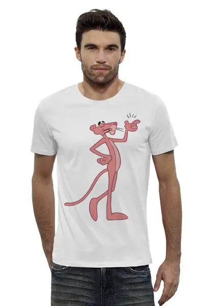 Заказать мужскую футболку в Москве. Футболка базовая Розовая пантера от olgam - готовые дизайны и нанесение принтов.