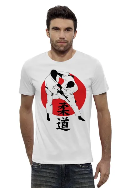 Заказать мужскую футболку в Москве. Футболка базовая Дзюдо Judo Бросок Япония от Combat Wear - готовые дизайны и нанесение принтов.
