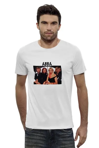 Заказать мужскую футболку в Москве. Футболка базовая ABBA от ontario - готовые дизайны и нанесение принтов.