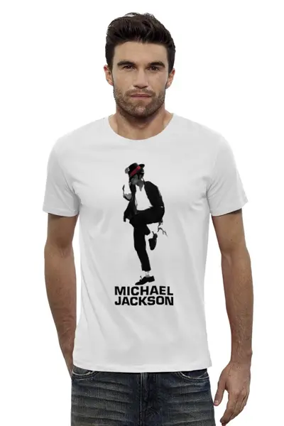 Заказать мужскую футболку в Москве. Футболка базовая Michael Jackson  от carolina - готовые дизайны и нанесение принтов.