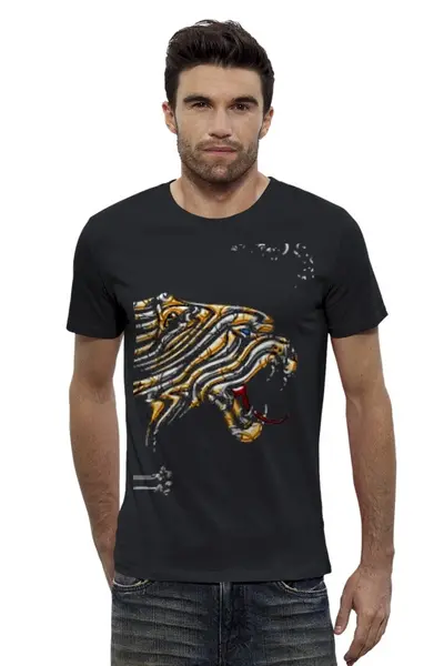 Заказать мужскую футболку в Москве. Футболка базовая тигр в ночи от spinoza - готовые дизайны и нанесение принтов.