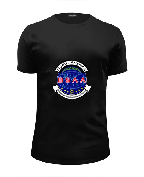 Заказать мужскую футболку в Москве. Футболка базовая Resident Evil. BSAA от game-fan - готовые дизайны и нанесение принтов.