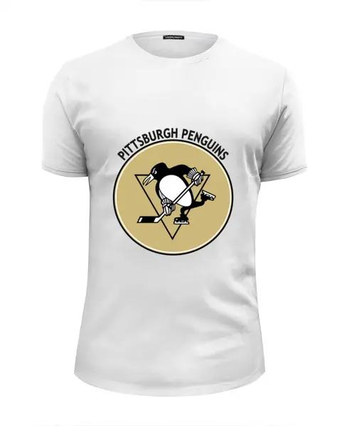 Заказать мужскую футболку в Москве. Футболка базовая Питтсбург Пингвинз  от kspsshop - готовые дизайны и нанесение принтов.