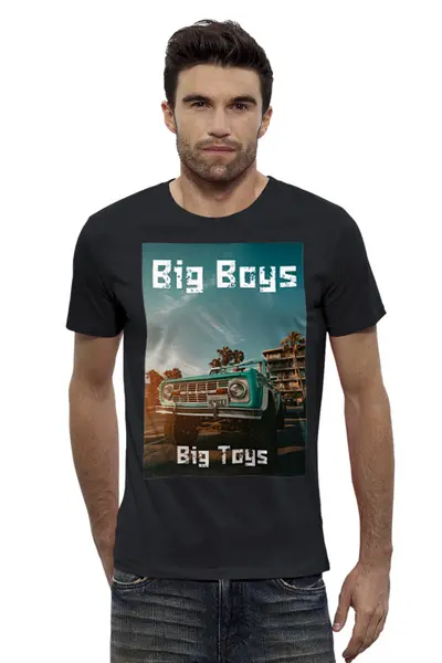 Заказать мужскую футболку в Москве. Футболка базовая Big boys big toys от Никита Коледенков - готовые дизайны и нанесение принтов.