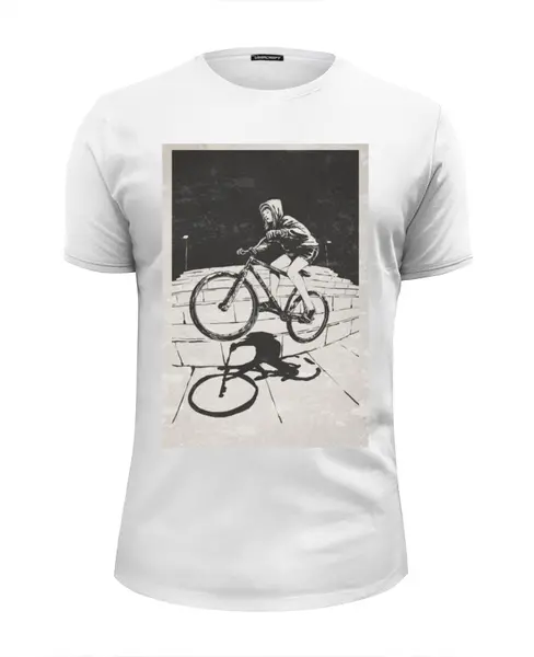 Заказать мужскую футболку в Москве. Футболка базовая девушка на велосипеде от monster66 - готовые дизайны и нанесение принтов.