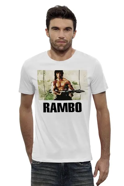 Заказать мужскую футболку в Москве. Футболка базовая Рэмбо от cherdantcev - готовые дизайны и нанесение принтов.