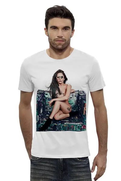 Заказать мужскую футболку в Москве. Футболка базовая Lady Gaga от Vladec11 - готовые дизайны и нанесение принтов.