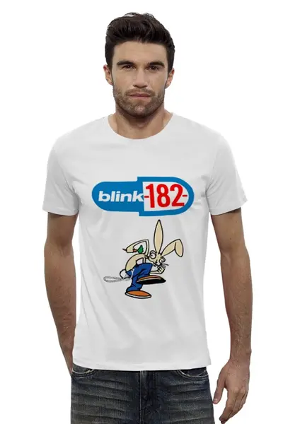 Заказать мужскую футболку в Москве. Футболка базовая blink-182 rabbit от lozerkids - готовые дизайны и нанесение принтов.