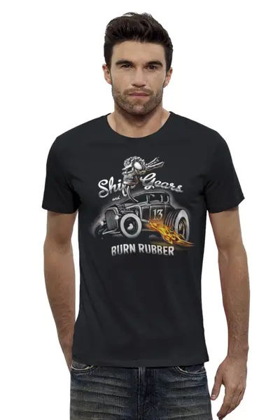 Заказать мужскую футболку в Москве. Футболка базовая Shift Gears... от shap - готовые дизайны и нанесение принтов.