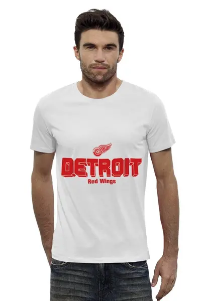 Заказать мужскую футболку в Москве. Футболка базовая Detroit Red Wings от kspsshop - готовые дизайны и нанесение принтов.