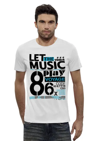 Заказать мужскую футболку в Москве. Футболка базовая LET THE MUSIC от balden - готовые дизайны и нанесение принтов.