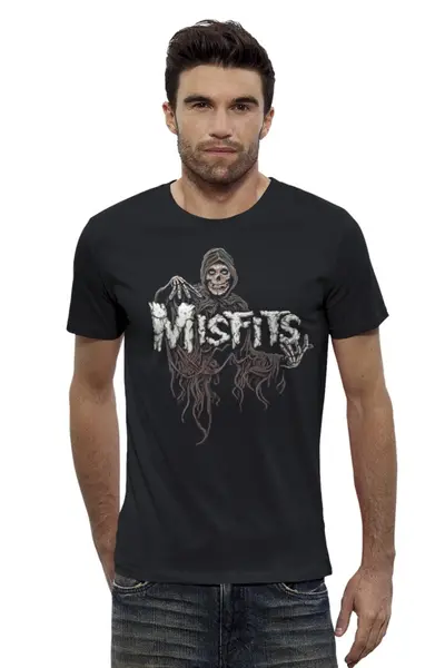 Заказать мужскую футболку в Москве. Футболка базовая Misfits band от Leichenwagen - готовые дизайны и нанесение принтов.