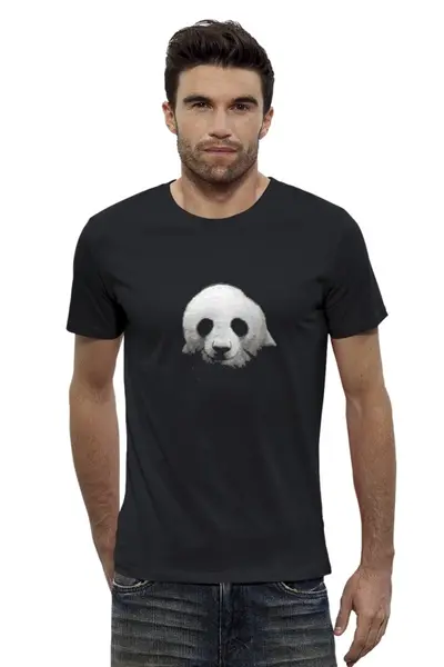 Заказать мужскую футболку в Москве. Футболка базовая Панда в тени от denis01001 - готовые дизайны и нанесение принтов.