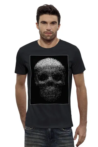 Заказать мужскую футболку в Москве. Футболка базовая skull геометрия от chebotaevbaks@gmail.com - готовые дизайны и нанесение принтов.