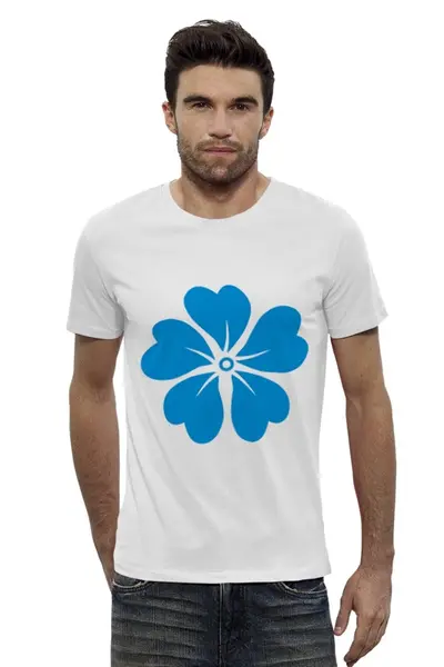 Заказать мужскую футболку в Москве. Футболка базовая голубой цветок от nikol - готовые дизайны и нанесение принтов.