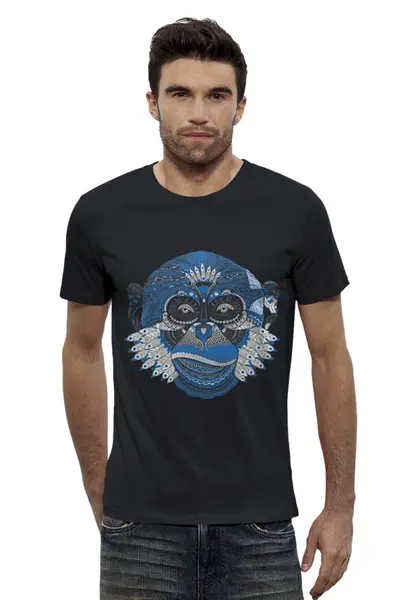 Заказать мужскую футболку в Москве. Футболка базовая обезьяна от annafred - готовые дизайны и нанесение принтов.