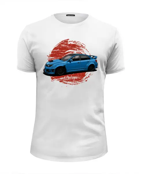 Заказать мужскую футболку в Москве. Футболка базовая Subaru STI от Oleg Markaryan - готовые дизайны и нанесение принтов.