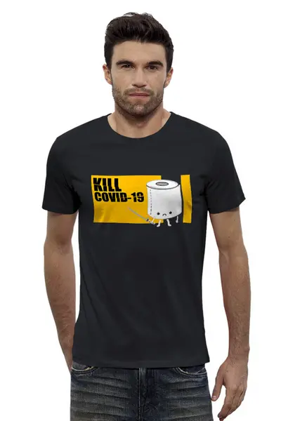 Заказать мужскую футболку в Москве. Футболка базовая Kill Covid от Павел Павел - готовые дизайны и нанесение принтов.