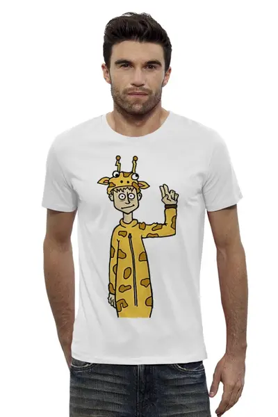 Заказать мужскую футболку в Москве. Футболка базовая Жираф По Имени Джонни ( @FuckinJo ) от fuckinjo - готовые дизайны и нанесение принтов.