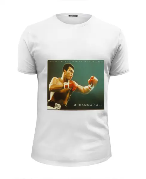 Заказать мужскую футболку в Москве. Футболка базовая Muhammad Ali от Malsi - готовые дизайны и нанесение принтов.