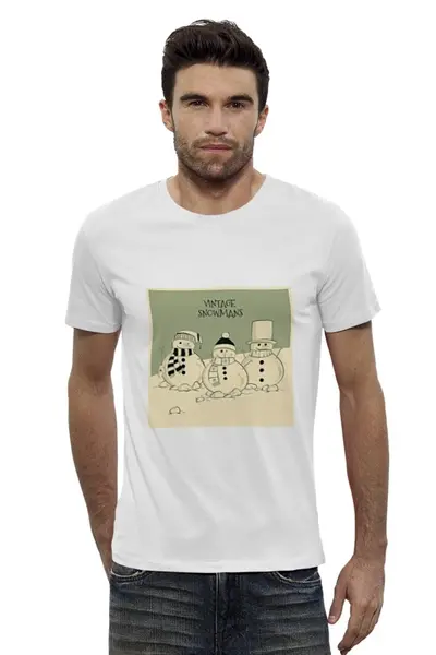 Заказать мужскую футболку в Москве. Футболка базовая Снеговик от Polilog - готовые дизайны и нанесение принтов.