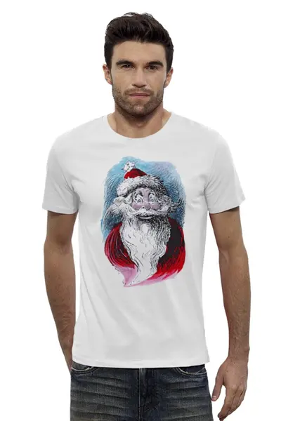 Заказать мужскую футболку в Москве. Футболка базовая Funny Santa от syntheticcyborg - готовые дизайны и нанесение принтов.