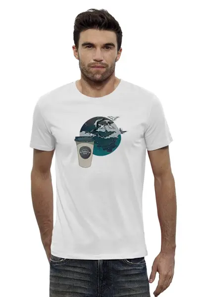 Заказать мужскую футболку в Москве. Футболка базовая время кофе от 4erta - готовые дизайны и нанесение принтов.