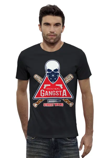 Заказать мужскую футболку в Москве. Футболка базовая GANGSTA от balden - готовые дизайны и нанесение принтов.