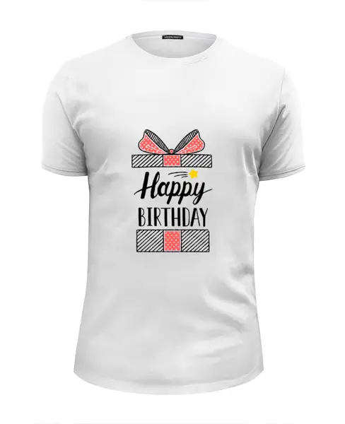 Заказать мужскую футболку в Москве. Футболка базовая Happy Birthday  от Polilog - готовые дизайны и нанесение принтов.
