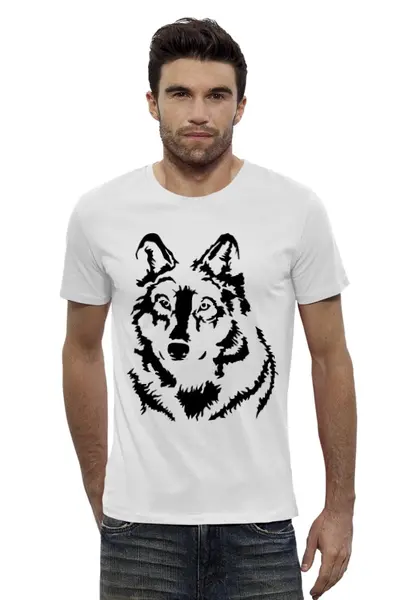 Заказать мужскую футболку в Москве. Футболка базовая Тату волк от weeert - готовые дизайны и нанесение принтов.