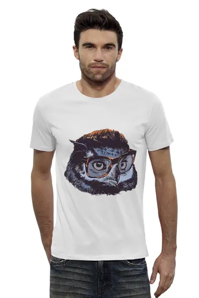 Заказать мужскую футболку в Москве. Футболка базовая OWL in glasses от priceless - готовые дизайны и нанесение принтов.