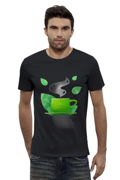 Заказать мужскую футболку в Москве. Футболка базовая Чашка чая с мятой от Mirriliem  - готовые дизайны и нанесение принтов.