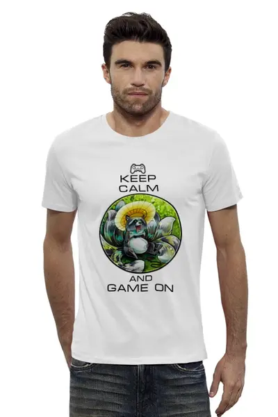 Заказать мужскую футболку в Москве. Футболка базовая Raccoon gamer от Анастасия Авина - готовые дизайны и нанесение принтов.