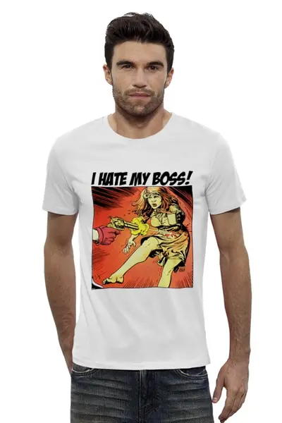 Заказать мужскую футболку в Москве. Футболка базовая I Hate My Boss! от OEX design - готовые дизайны и нанесение принтов.