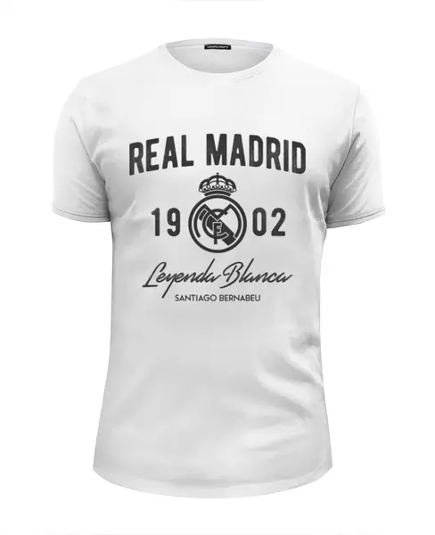 Заказать мужскую футболку в Москве. Футболка базовая Реал Мадрид от geekbox - готовые дизайны и нанесение принтов.