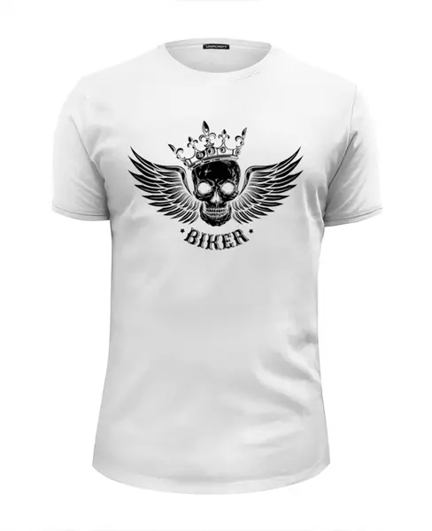 Заказать мужскую футболку в Москве. Футболка базовая BikerSkull от balden - готовые дизайны и нанесение принтов.