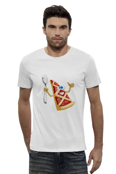 Заказать мужскую футболку в Москве. Футболка базовая Пицца от THE_NISE  - готовые дизайны и нанесение принтов.