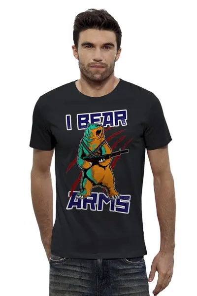 Заказать мужскую футболку в Москве. Футболка базовая Bear Arms от Leichenwagen - готовые дизайны и нанесение принтов.