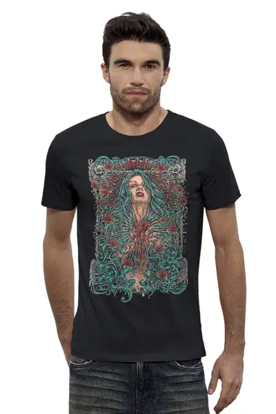 Заказать мужскую футболку в Москве. Футболка базовая Black & Death Metal Art от Leichenwagen - готовые дизайны и нанесение принтов.