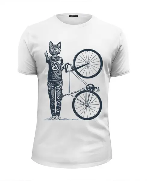 Заказать мужскую футболку в Москве. Футболка базовая Fixie Cat Punk Rider от oneredfoxstore@gmail.com - готовые дизайны и нанесение принтов.