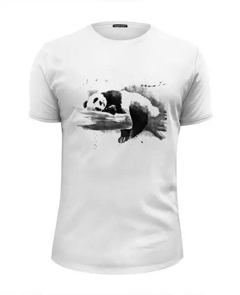 Заказать мужскую футболку в Москве. Футболка базовая Панда Спит от MariYang  - готовые дизайны и нанесение принтов.