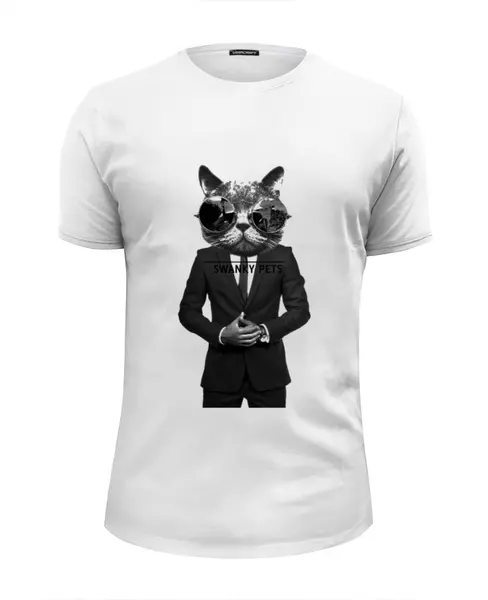 Заказать мужскую футболку в Москве. Футболка базовая Монохромный кот от DesertHawk - готовые дизайны и нанесение принтов.