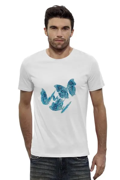 Заказать мужскую футболку в Москве. Футболка базовая Лёгкий полёт бабочек от tanyazet - готовые дизайны и нанесение принтов.