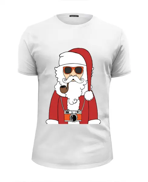 Заказать мужскую футболку в Москве. Футболка базовая Дед мороз в очках от denis01001 - готовые дизайны и нанесение принтов.