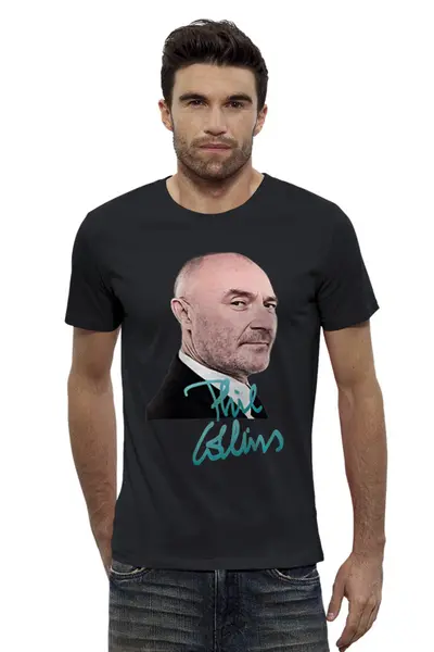 Заказать мужскую футболку в Москве. Футболка базовая Phil Collins  от T-shirt print  - готовые дизайны и нанесение принтов.