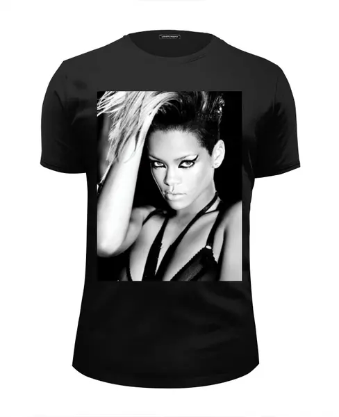 Заказать мужскую футболку в Москве. Футболка базовая Rihanna b&w от solariren - готовые дизайны и нанесение принтов.