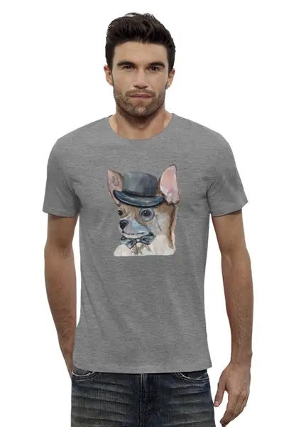 Заказать мужскую футболку в Москве. Футболка базовая чихуа собака  от juliafast77 - готовые дизайны и нанесение принтов.